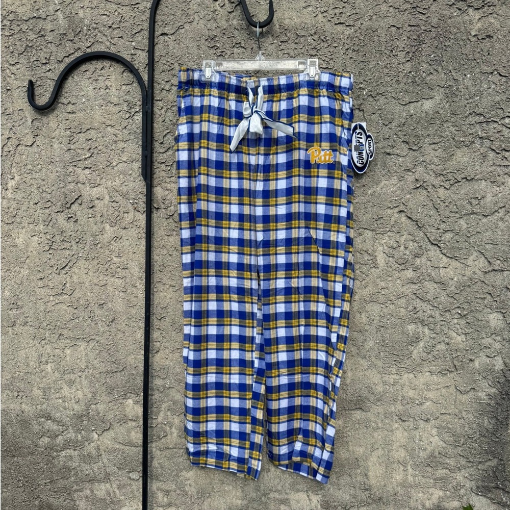 Concepts Sport Pitt Pajama Pants Women XL Blue Gold Plaid NCAA Loungewear